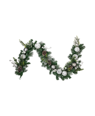 Northlight 6' Pine Frosted Artificial Christmas Garland With Pinecones And Ornaments Unlit In Green