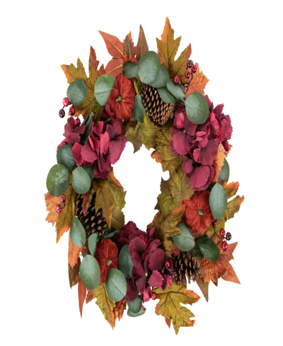 Northlight Orange And Burgundy Fall Harvest Artificial Floral And Pinecone Wreath 22"
