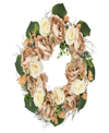 NORTHLIGHT PEACH AND WHITE FLORAL FALL HARVEST ARTIFICIAL WREATH 22"