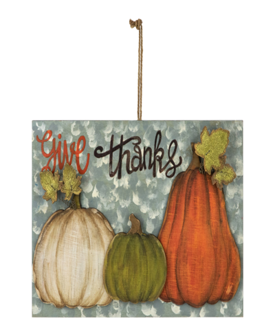 Northlight 16.5" Give Thanks Fall Harvest Pumpkin Wall Sign In Orange
