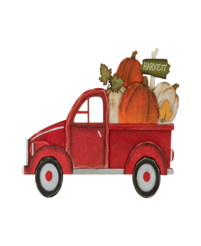Northlight 14" Red Truck With Pumpkins Fall Harvest Sign Decoration