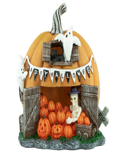 Northlight 7" Led Lighted Pumpkin Village Halloween Decoration In Orange