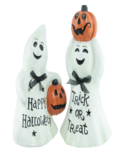 Northlight Set Of 2 "happy Halloween" And "trick Or Treat" Ghost Decorations, 7.75" In White