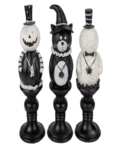 Northlight Set Of 3 Halloween Candlestick Decorations, 8.25" In Black