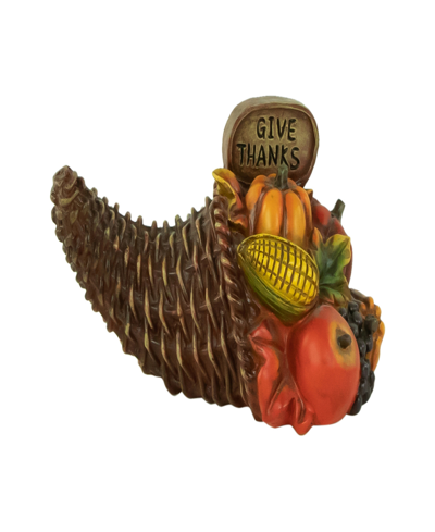 Northlight 8.5" Fall Harvest Give Thanks Cornucopia Decoration In Brown