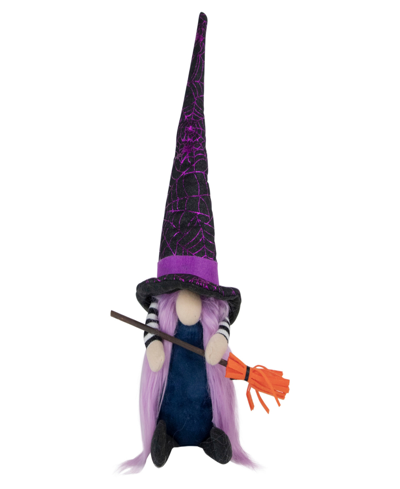 Northlight 14" Halloween Witch Gnome With Broom In Black