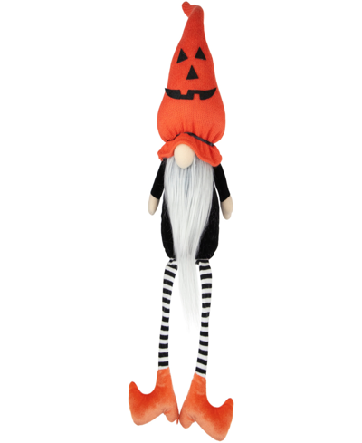 Northlight 22" Halloween Gnome With Striped Dangling Legs In Orange