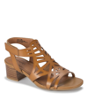 Baretraps Velvet Womens Faux Leather Block Heel Strappy Sandals In Caramel