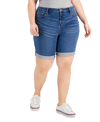 TOMMY HILFIGER TH FLEX PLUS SIZE CUFFED DENIM SHORTS, CREATED FOR MACY'S