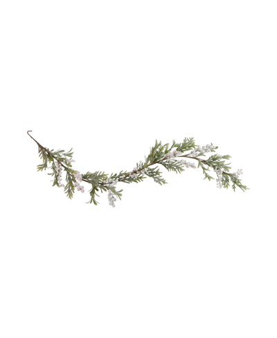 Northlight 5' X 7" Artificial Christmas Garland With Frosted Foliage And Berries Unlit In Green