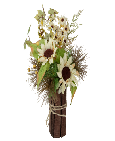 Northlight 16" Sunflowers And Berries Artificial Fall Harvest Floral Decoration In White