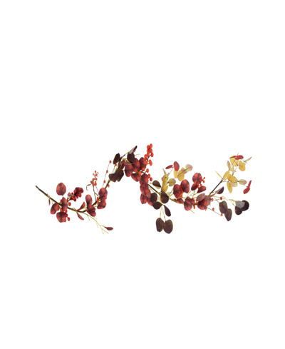 Northlight 5' X 8" Berries And Maple Leaves Artificial Fall Harvest Garland Unlit In Red