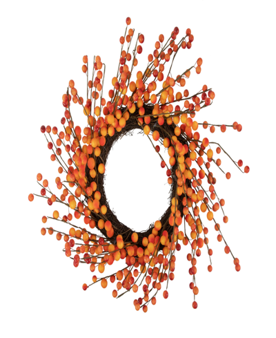 Northlight 14" Orange And Red Berry Artificial Fall Harvest Twig Wreath 14" Unlit