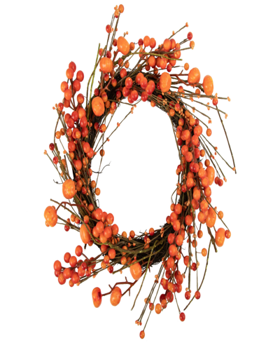Northlight Red And Orange Berries With Mini Pumpkins Fall Harvest Wreath 20" Unlit