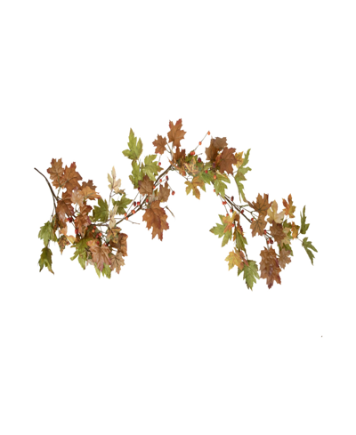 Northlight 5' X 8" Maple Leaves And Berries Artificial Fall Harvest Garland Unlit In Brown