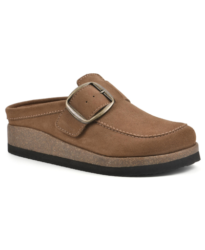 White Mountain Women's Bueno Slip On Clogs In Chestnut Suede