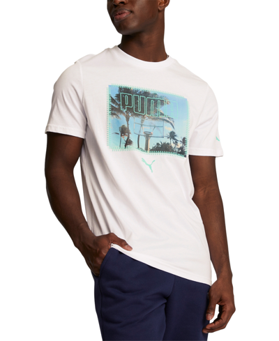 Puma Men's Tropical Backboard Graphic Crewneck T-shirt In  White