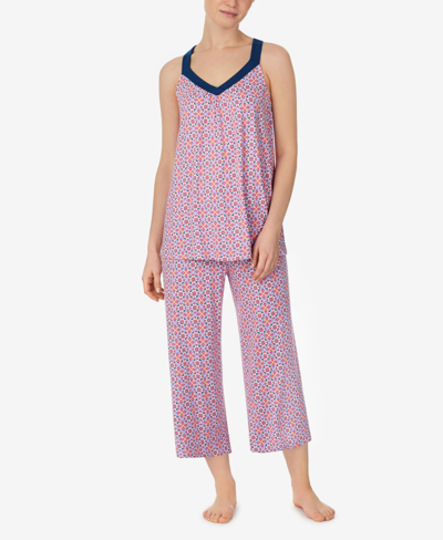 Ellen Tracy Women's Sleeveless 2 Piece Pajama Set With Capri Pants In Pink Multi