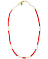 MINU JEWELS GOLD-TONE RED STONE & MOONSTONE STATEMENT NECKLACE, 16" + 2" EXTENDER