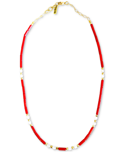 Minu Jewels Gold-tone Red Stone & Moonstone Statement Necklace, 16" + 2" Extender In Red White