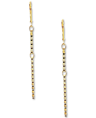 Minu Jewels Gold-tone Box Link Chain Linear Drop Earrings