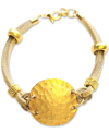 MINU JEWELS GOLD-TONE HAMMERED DISC SUEDE CORD FLEX BRACELET