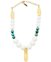 MINU JEWELS GOLD-TONE JADE & TURQUOISE PENDANT NECKLACE, 16" +2" EXTENDER