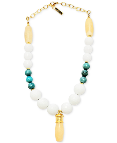 Minu Jewels Gold-tone Jade & Turquoise Pendant Necklace, 16" +2" Extender In White Gold Turquoise