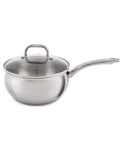 Berghoff Belly 18/10 Stainless Steel 3.2 Quart Sauce Pan With Glass Lid In Silver