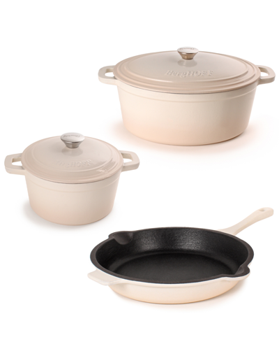 Berghoff Neo Enameled Cast Iron 5 Piece Cookware Set In Cream