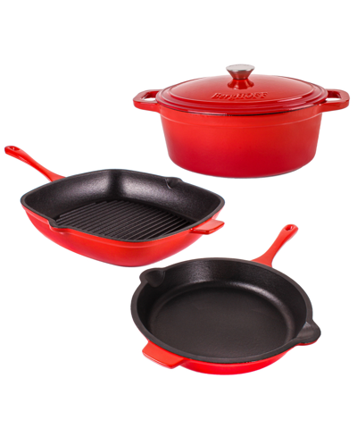 Berghoff Neo Enameled Cast Iron 4 Piece Cookware Set In Red