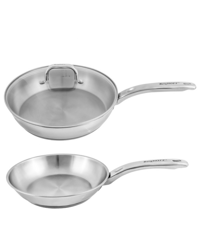 Berghoff Belly 18/10 Stainless Steel 3 Piece Fry Pan And Skillet Set In Silver