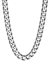 Italian Silver Men's Curb Link 22" Chain Necklace (6-1/4mm) In Sterling Silver & Black Ruthenium-plate In Silver