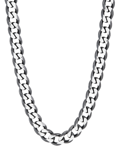 Italian Silver Men's Curb Link 22" Chain Necklace (6-1/4mm) In Sterling Silver & Black Ruthenium-plate