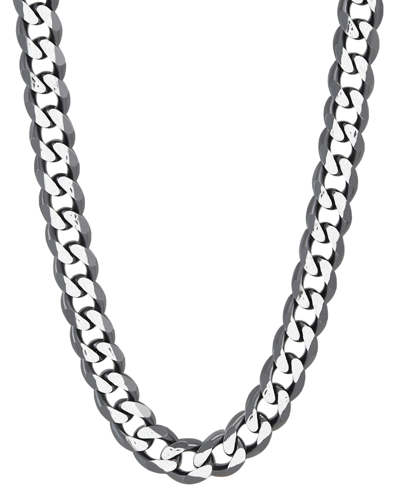 Italian Silver Men's Curb Link 22" Chain Necklace (8mm) In Sterling Silver & Black Ruthenium-plate
