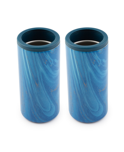 Cambridge Insulated Sapphire Blue Geode Slim Can Coolers, 2 Pack