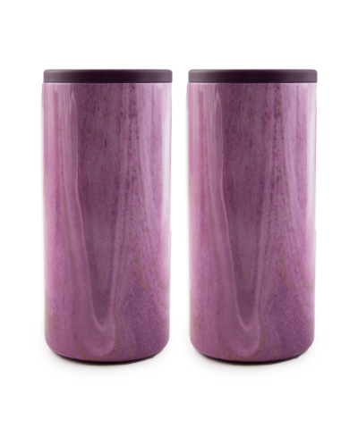 Cambridge Insulated Garnet Pink Geode Slim Can Coolers, 2 Pack