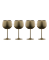 CAMBRIDGE 12 OZ BRUSHED GOLD STAINLESS STEEL RED WINE GLASSES, SET OF 4