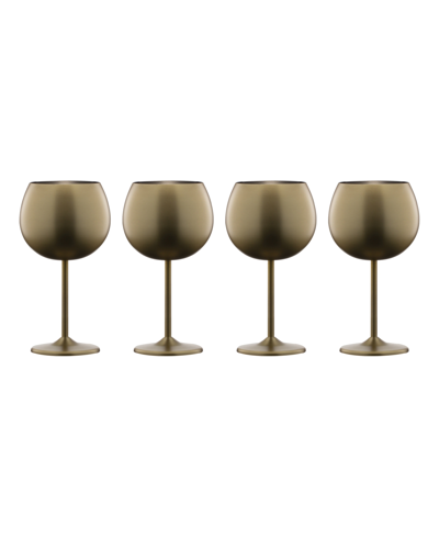Cambridge 12 oz Brushed Gold Stainless Steel Red Wine Glasses, Set Of 4