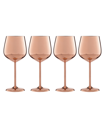 Cambridge 18 oz Copper Stainless Steel White Wine Glasses, Set Of 4