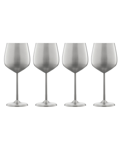 Cambridge 18 oz Stainless Steel White Wine Glasses, Set Of 4 In Silver