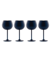 CAMBRIDGE 12 OZ NAVY STAINLESS STEEL RED WINE GLASSES, SET OF 4