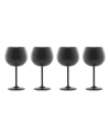 CAMBRIDGE 12 OZ BRUSHED BLACK STAINLESS STEEL RED WINE GLASSES, SET OF 4
