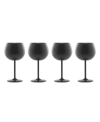 Cambridge 12 oz Brushed Black Stainless Steel Red Wine Glasses, Set Of 4