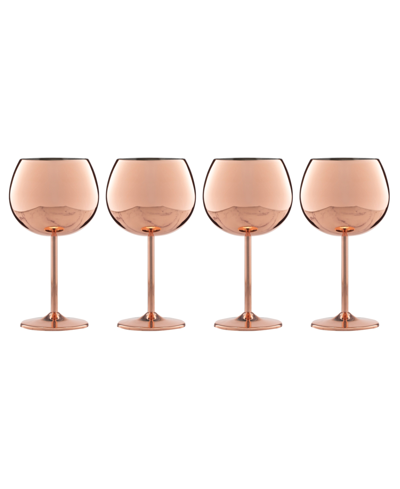 Cambridge 12 oz Copper Stainless Steel Red Wine Glasses, Set Of 4