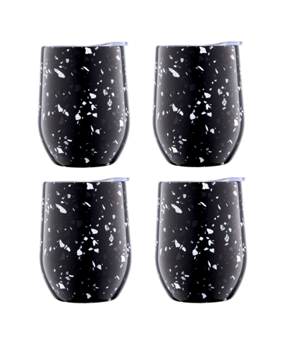 Cambridge 12 oz Black Terzo Stainless Steel Wine Tumblers, Set Of 4