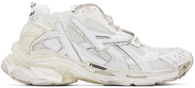 Balenciaga White Distressed Sneakers In 9000 White