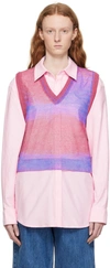 WOOYOUNGMI PINK GRADIENT STRIPE VEST