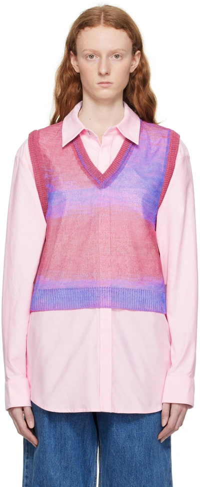 Wooyoungmi Pink Gradient Stripe Vest In Pink 541p
