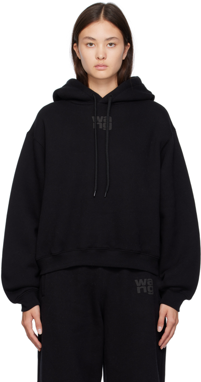 Alexander Wang T Logo-printed Drawstring Hoodie In 001 Black